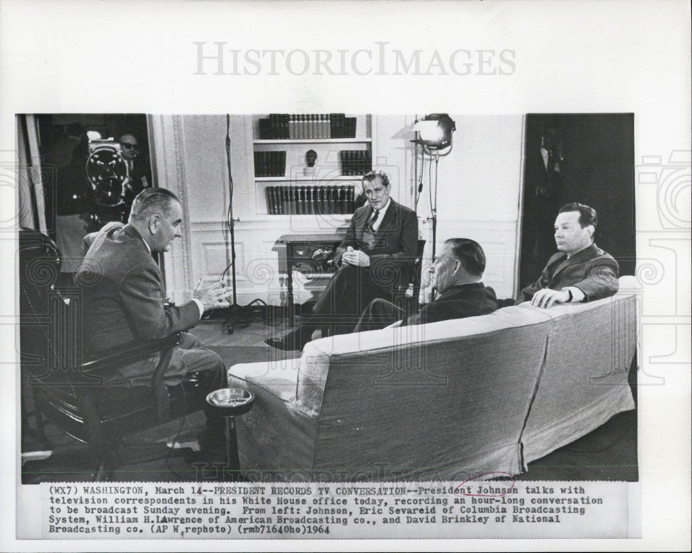 1964 Press Photo President Johnson, Eric Sevareid, William H. Lawrence - Historic Images