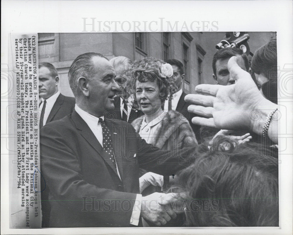 1964 Press Photo President Johnson at National City Christian Church - Historic Images