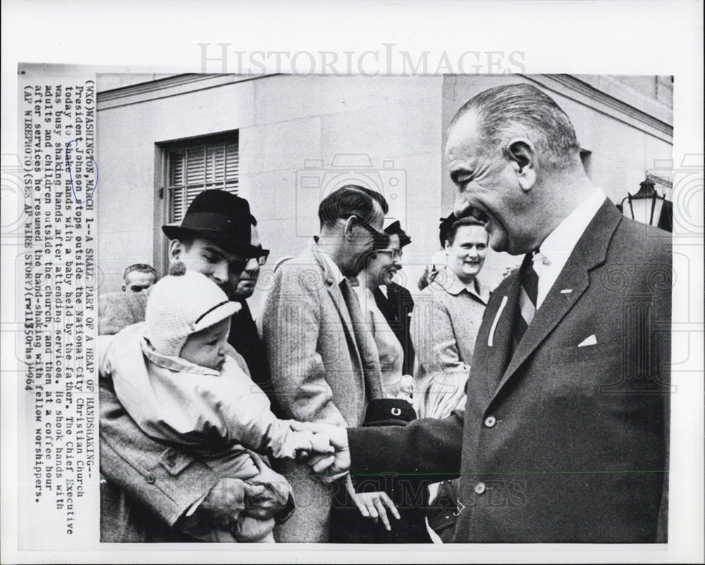 1964 Press Photo President Johnson at National City Christian Church - Historic Images