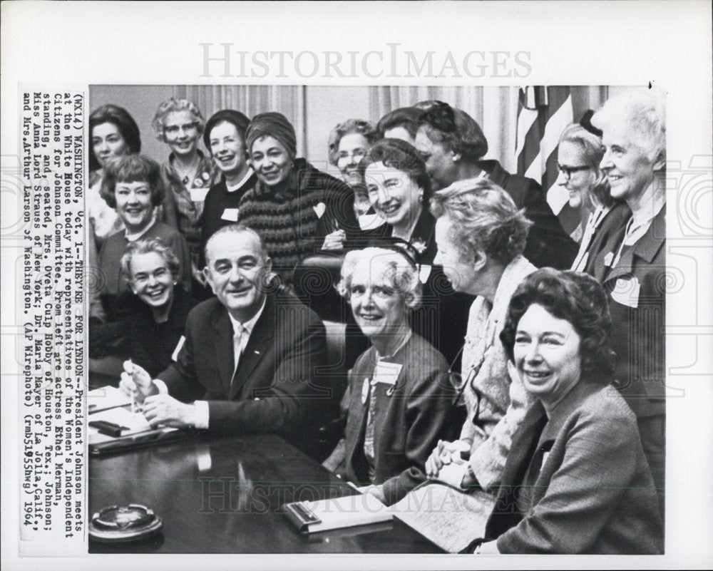 1964 Press Photo Pres. Johnson met Representatives of the Women&#39;s Independent - Historic Images