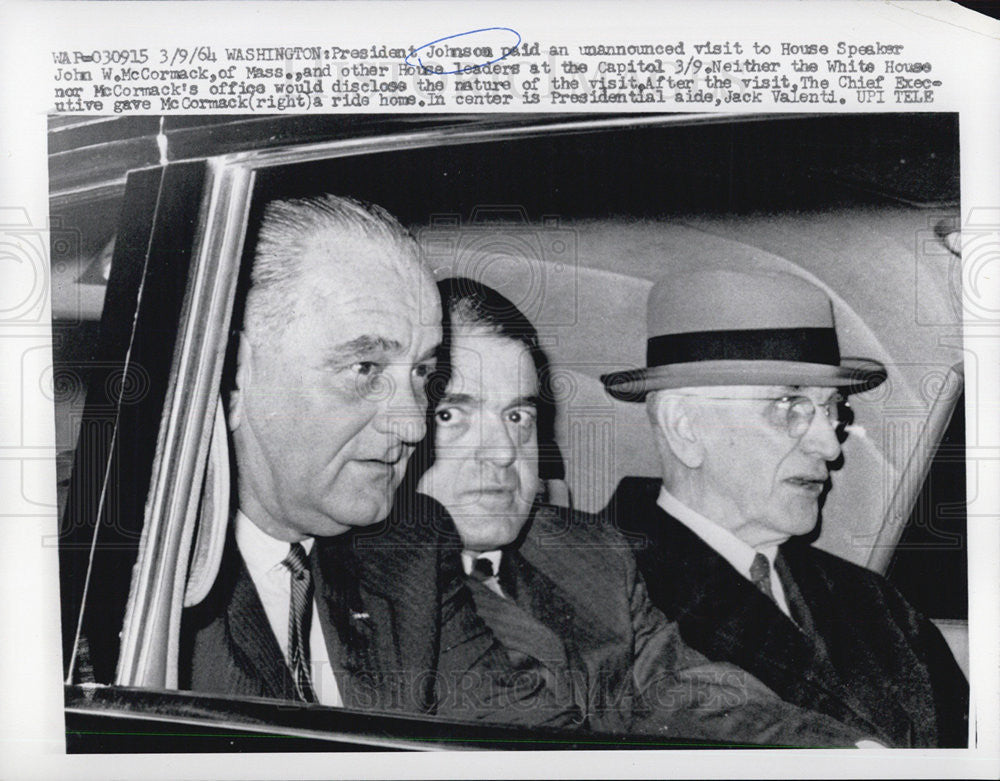 1961 Press Photo President Johnson visits House Speaker John W. McCormack - Historic Images