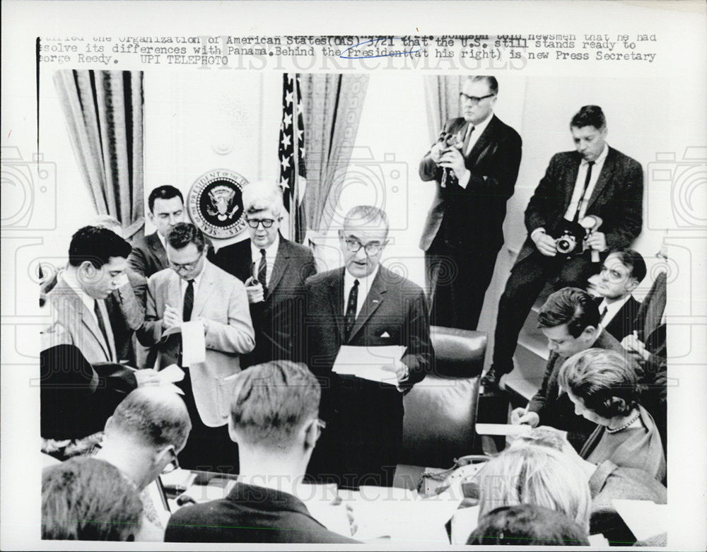Press Photo President Johnson with new Press Secretary George Reedy - Historic Images