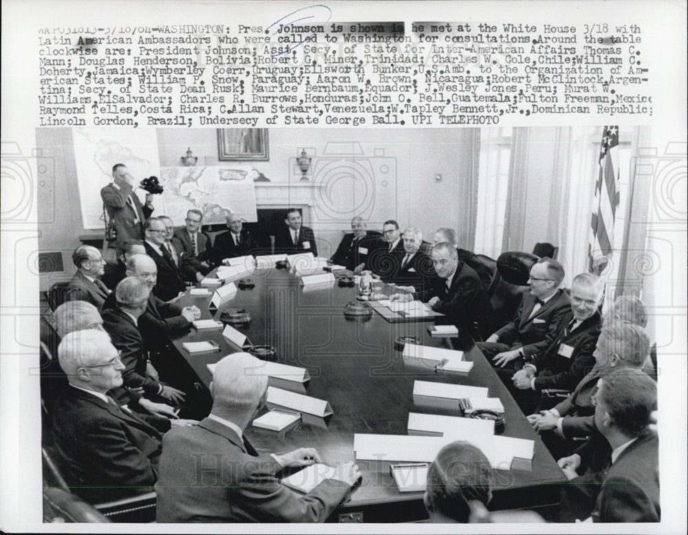 1964 Press Photo President Johnson met with Latin American Ambassadors - Historic Images