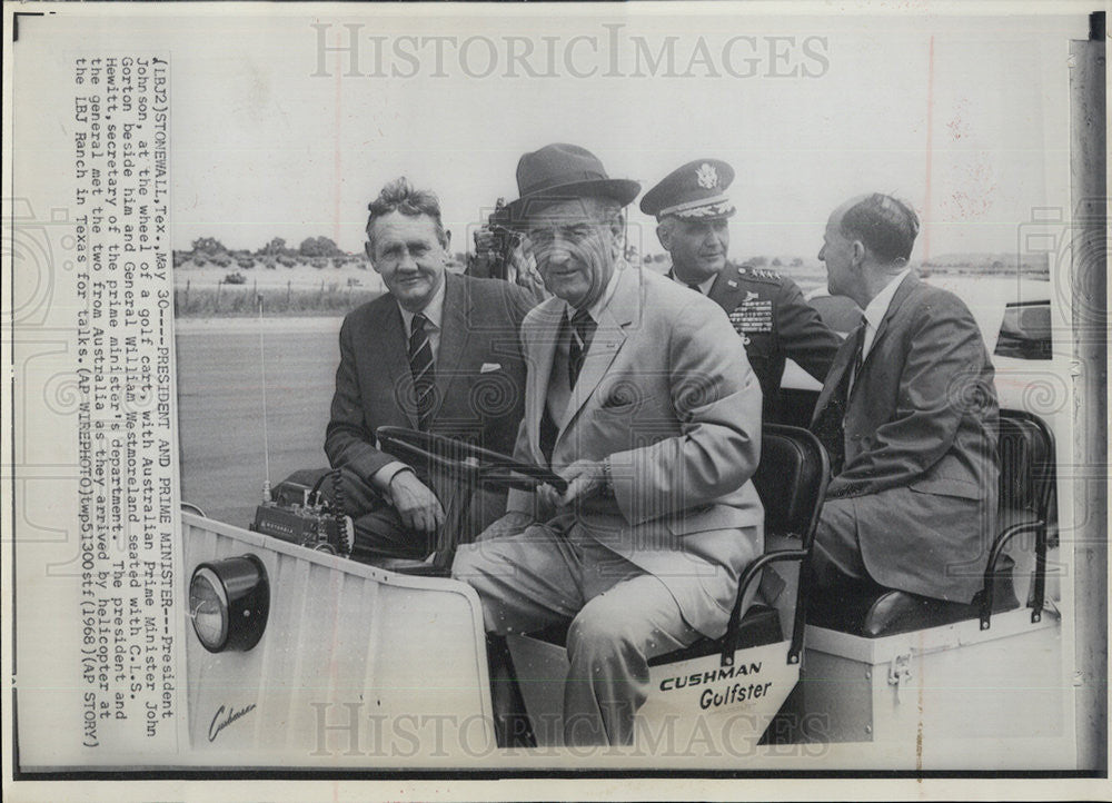 1968 Press Photo President Johnson, Australian Prime Minister John Gorton - Historic Images