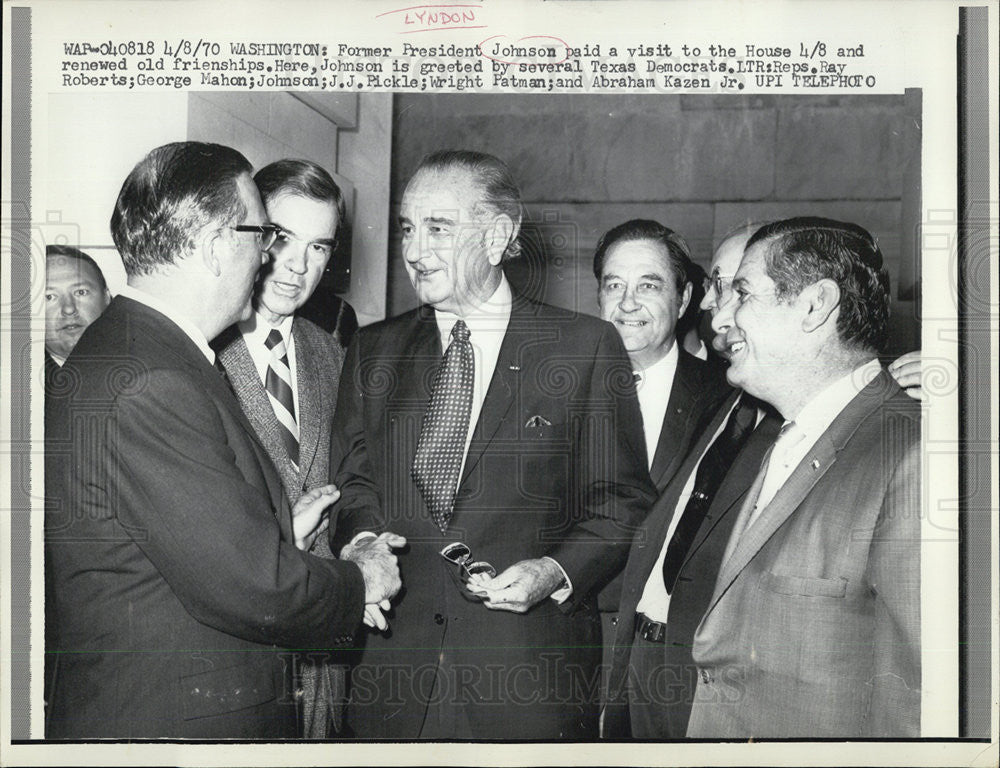 1970 Press Photo Former President Lyndon B. Johnson, Reps. Ray Roberts - Historic Images