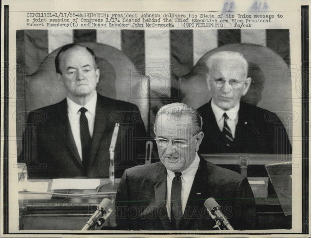 1968 Press Photo President Union Johnson&#39;s State of the Union Message - Historic Images