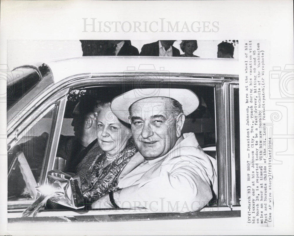 1964 Press Photo President Johnson with Dorothy McCardle &amp; Marouis Childs - Historic Images