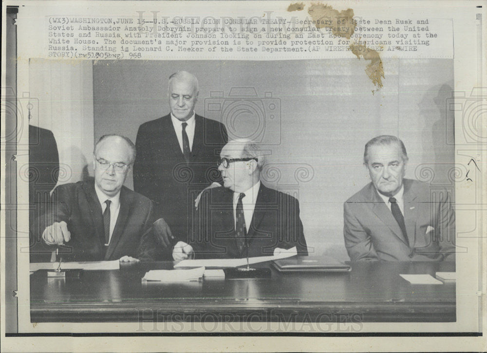 1968 Press Photo Sec. of State Dean Rusk , Soviet Ambassador Anatoly Dobrynin - Historic Images