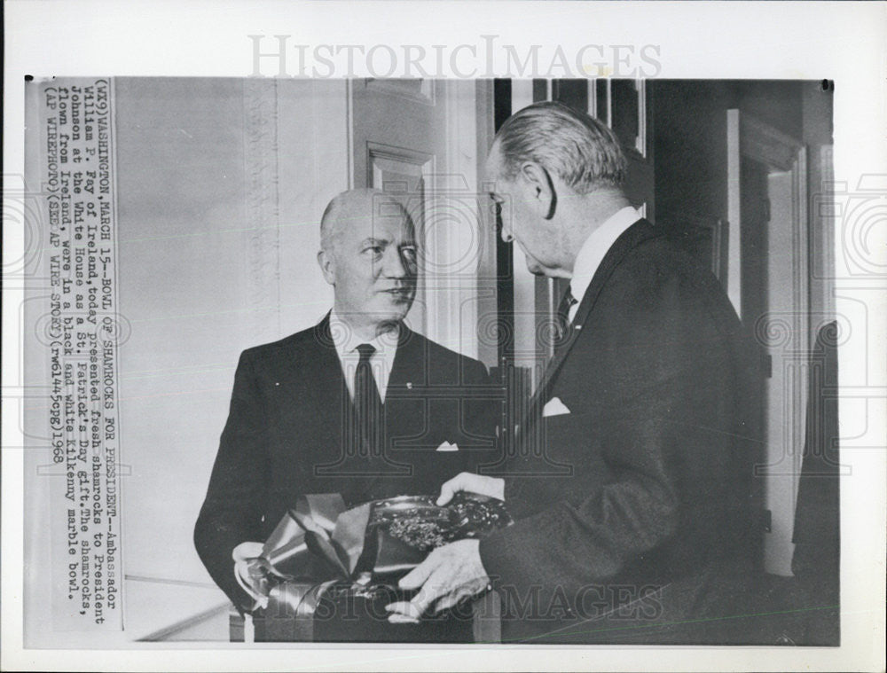 Ambassador William P. Fay of Ireland with President Johnson 1968 ...