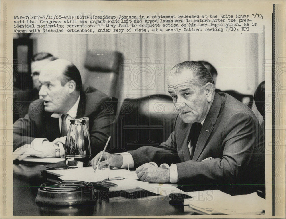 1968 Press Photo President Johnson with Sec. of State Nicholas Katzenbach - Historic Images