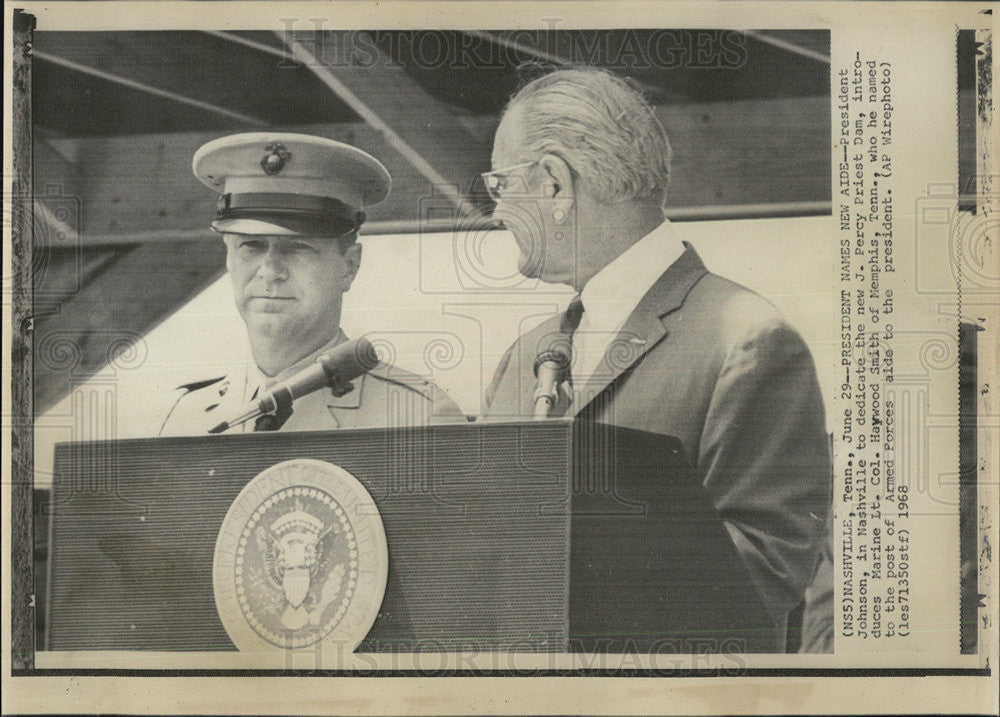 1968 Press Photo President Johnson to dedicated new J. Percy Priest Dam - Historic Images