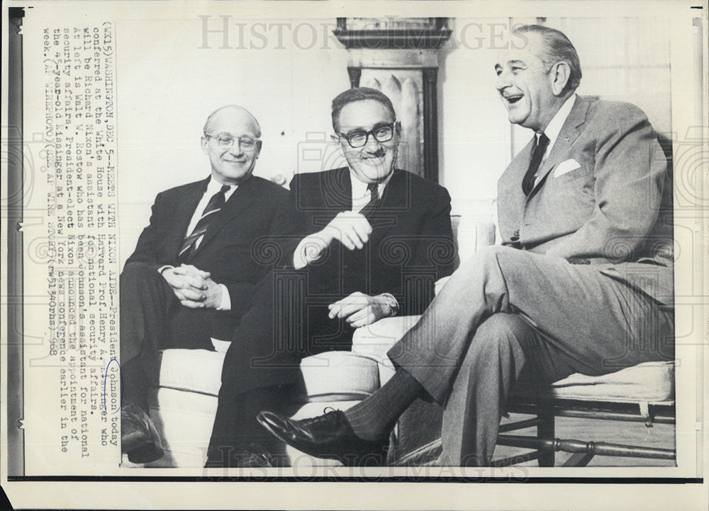 1968 Press Photo President Johnson, Henry A. Kissinger and Walt W. Rostow - Historic Images