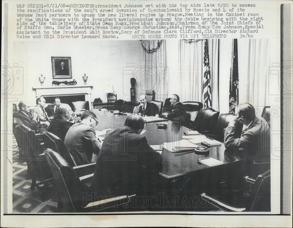 1968 Press Photo President Johnson Meeting Russian Invasion of Czechoslovakia - Historic Images