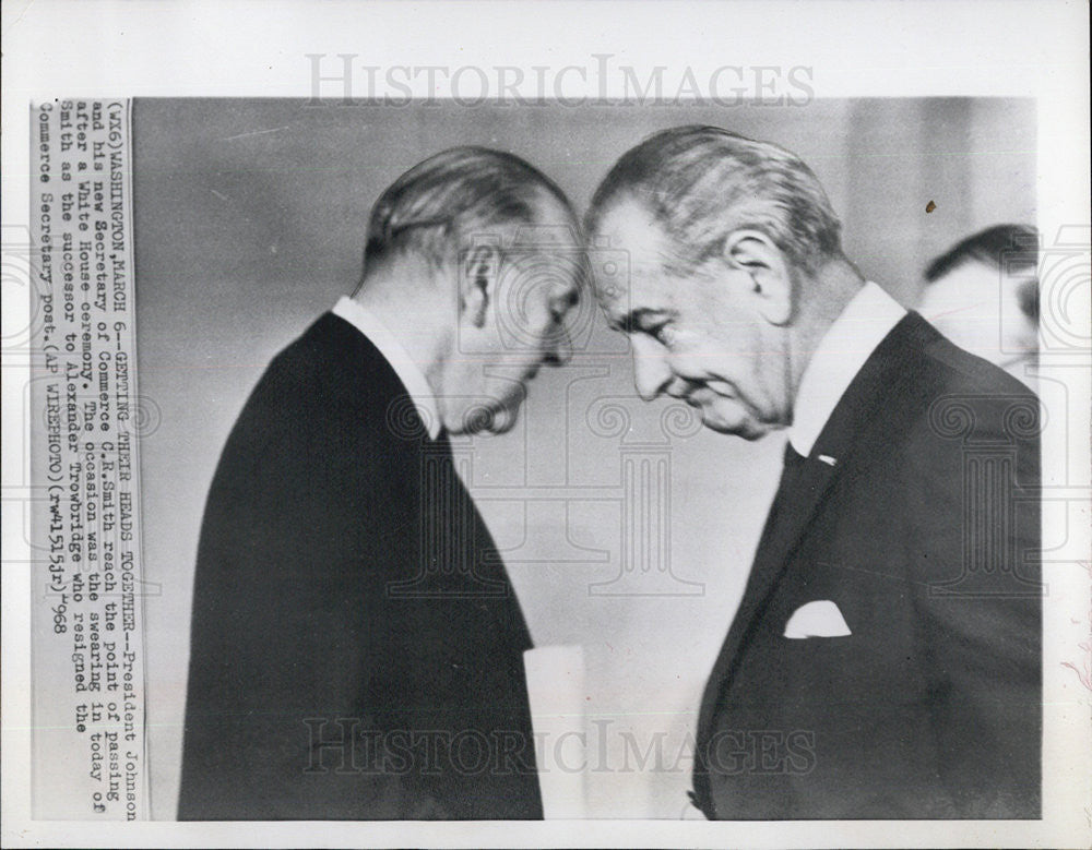 1968 Press Photo President Johnson &amp; Secretary of Commerce C.R. Smith - Historic Images