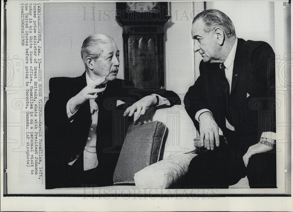 1968 Press Photo President Johnson Harold MacMillan England Former PM - Historic Images