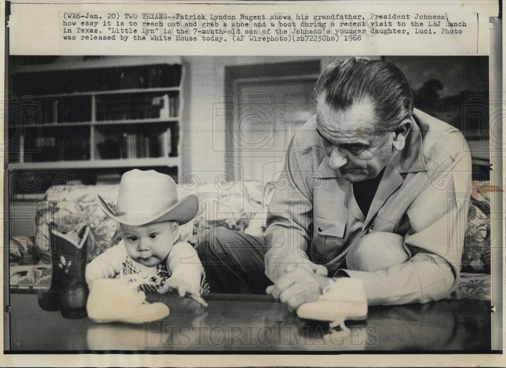 1968 Press Photo President Johnson Grandson Patrick Nugent Son of Luci - Historic Images