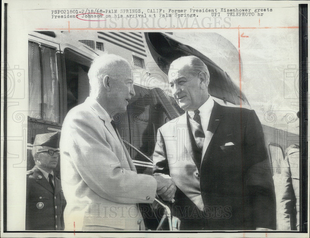 1968 Press Photo Former Pres. Eisenhower and Pres. Johnson - Historic Images