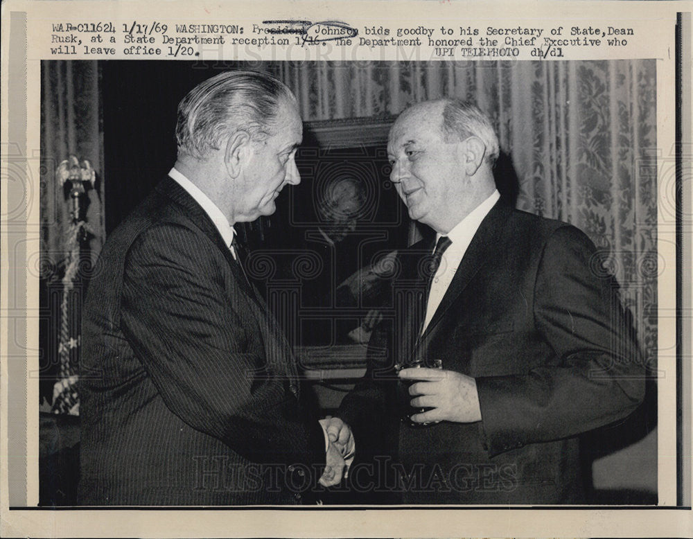 1969 Press Photo Pres. Johnson and Secretary of State Dean Rusk - Historic Images