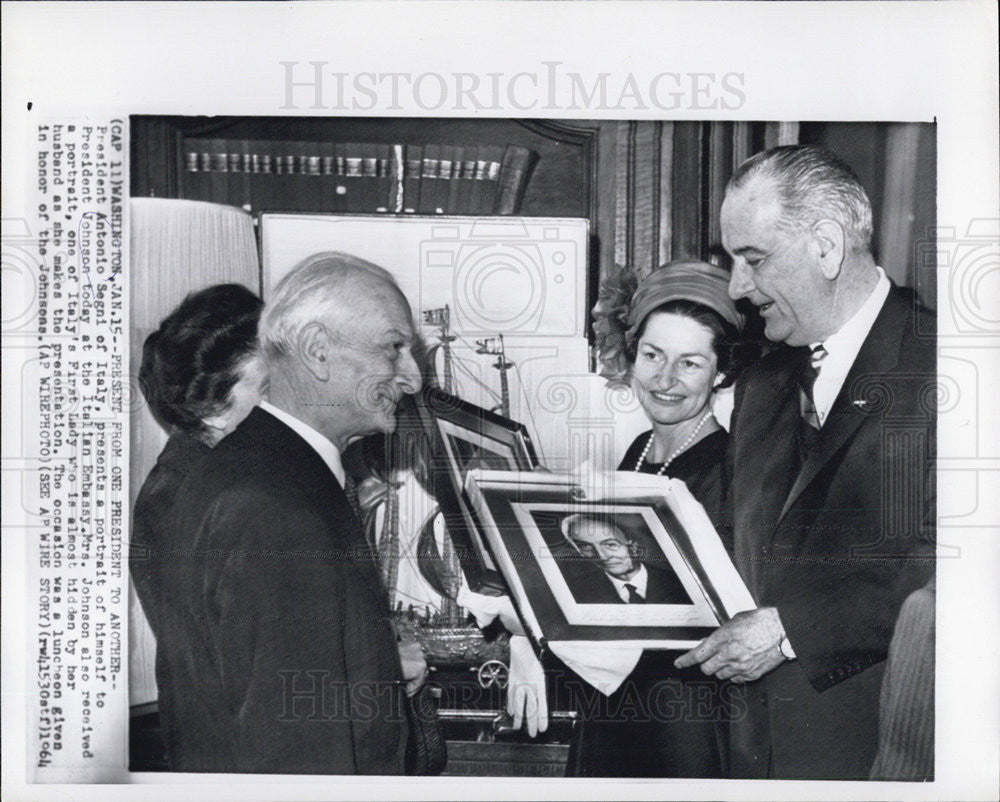 1964 Press Photo Pres. Johnson &amp; wife and Italian Pres. Antonio Segni &amp; wife - Historic Images