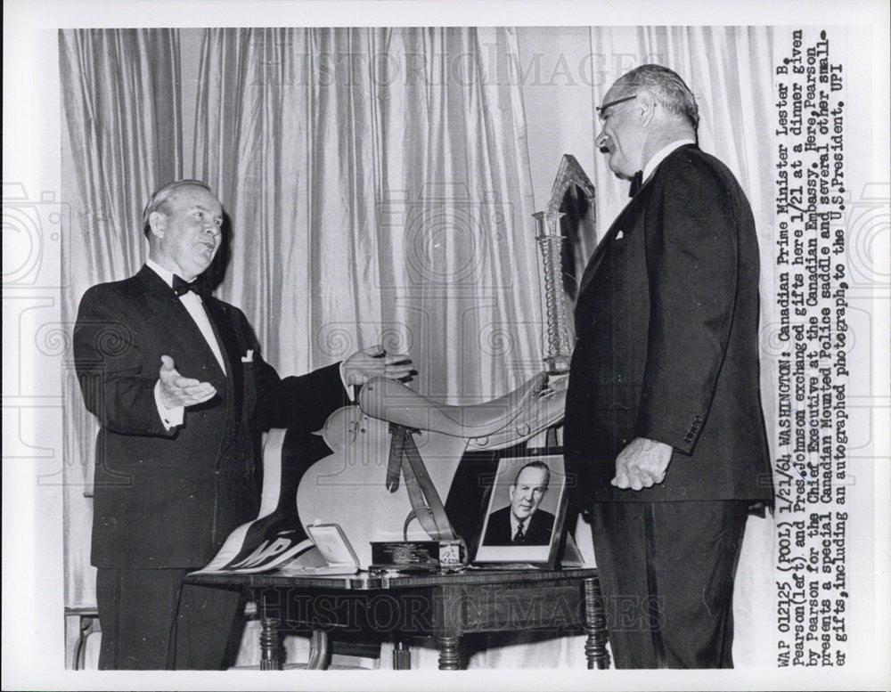 1964 Press Photo President Johnson Lester Pearson Canada Prime Minister - Historic Images