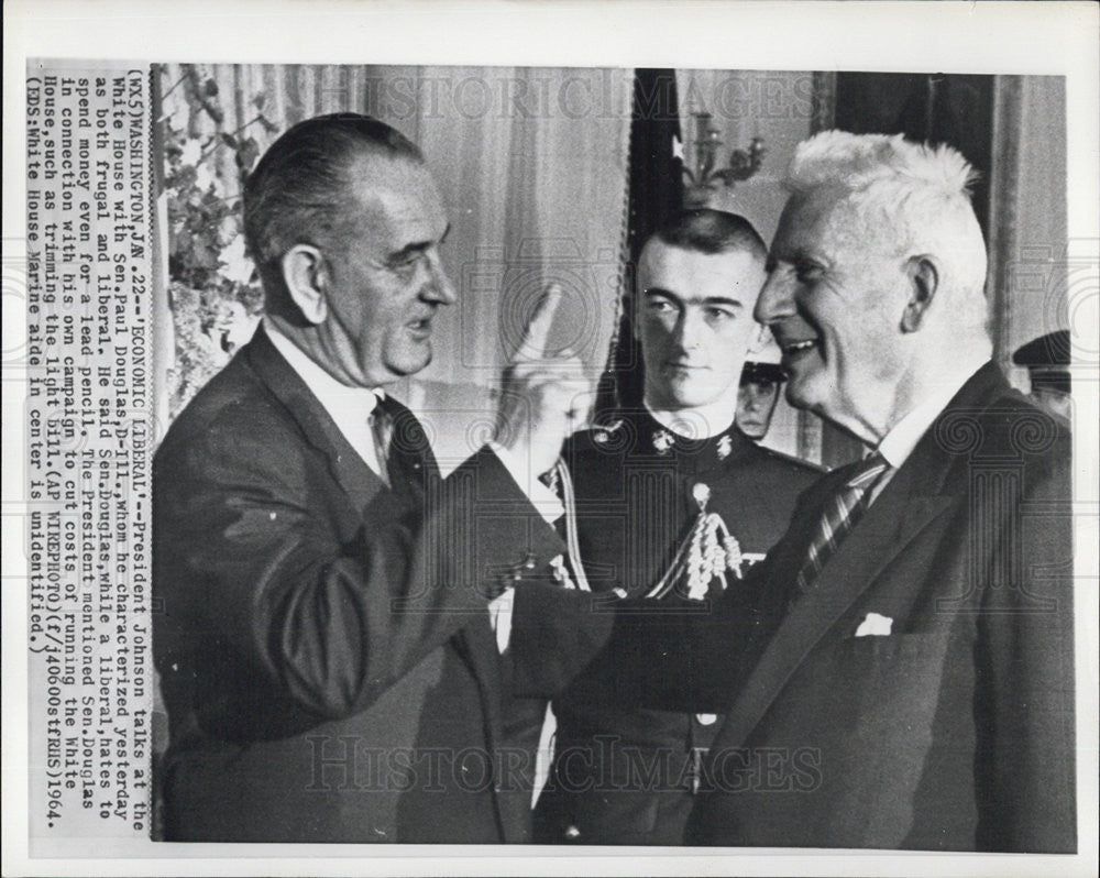 1962 Press Photo President Johnson Senator Paul Douglas - Historic Images