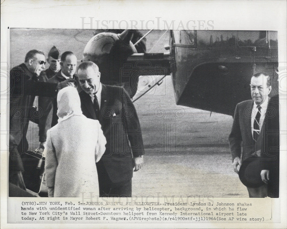 1964 Press Photo President Johnson with New York Mayor Robert F. Wagner - Historic Images