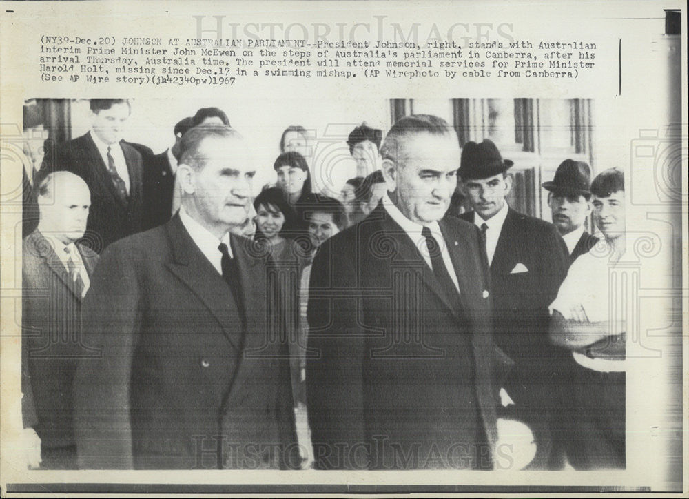 1967 Press Photo President Johnson &amp; Australian Interim Prime Minister - Historic Images