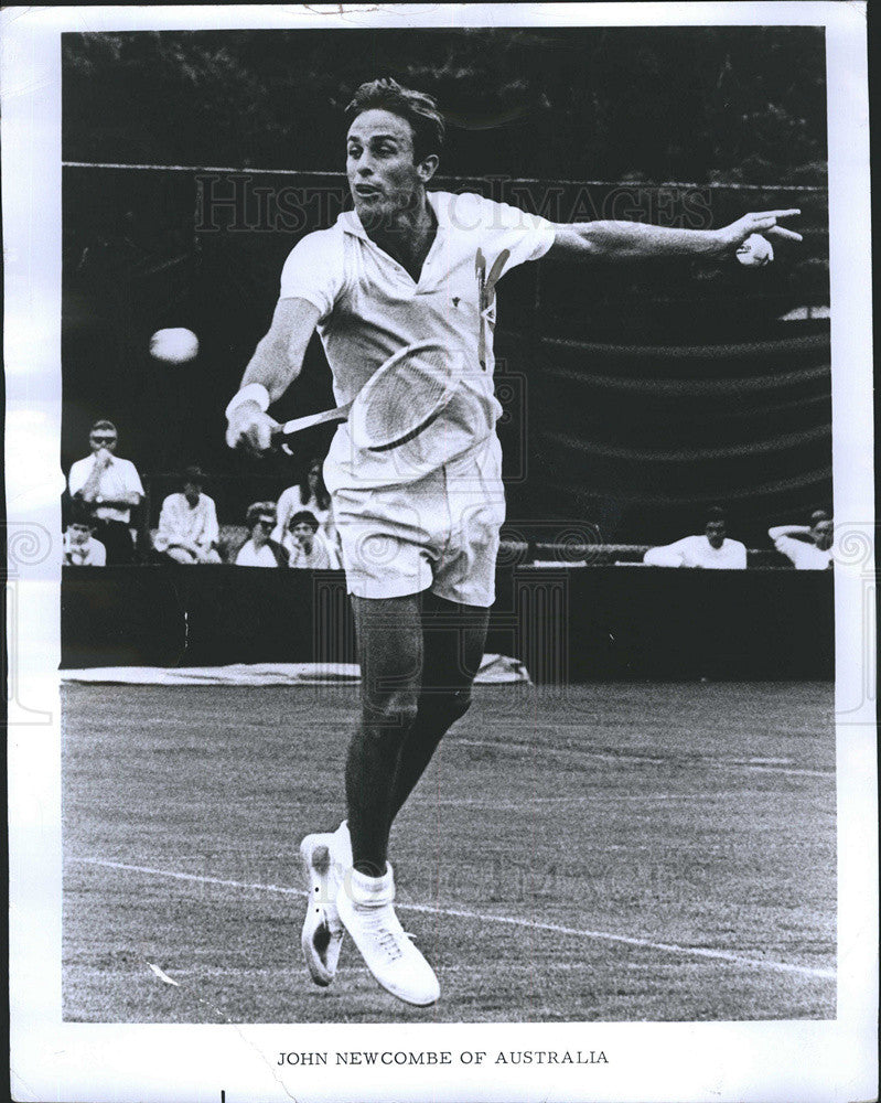 1970 Press Photo John Newcombe Australian Tennis Player Hits Ball During Match - Historic Images