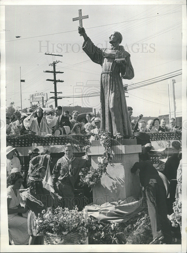 1934 Press Photo Tribute To Fray Junipero Serra Founder Of California Missions - Historic Images