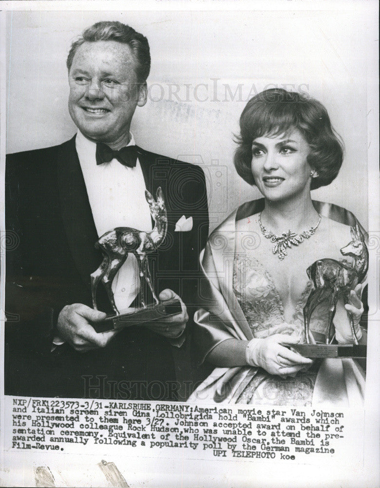 1960 Press Photo Van Johnson Gina Lollobrigida - Historic Images