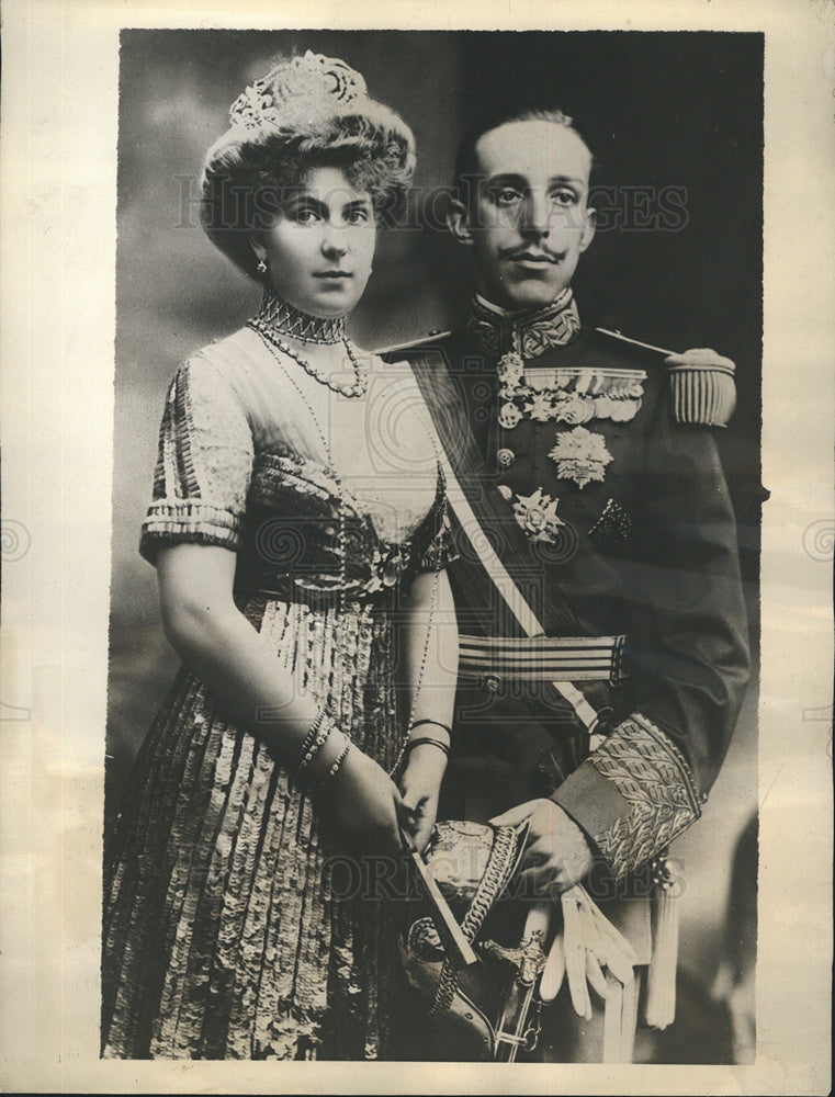 1923 Press Photo King Alfonso &amp; Queen Victoria of Spain - Historic Images