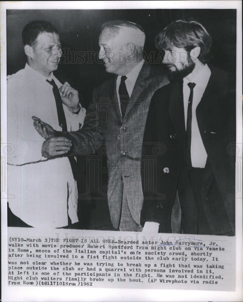 1962 Press Photo Actor John Barrymore Jr. and movie producer Robert Spatford. - Historic Images