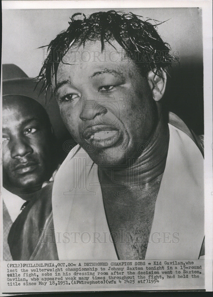 1954 Press Photo Boxer Kid Gavilan lost the Walterweight Championship. - Historic Images