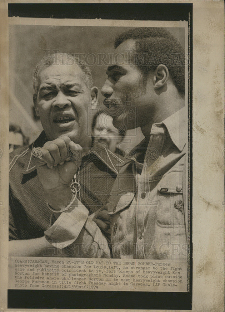 1974 Press Photo Former boxer Joe Louis and Ken Norton. - Historic Images