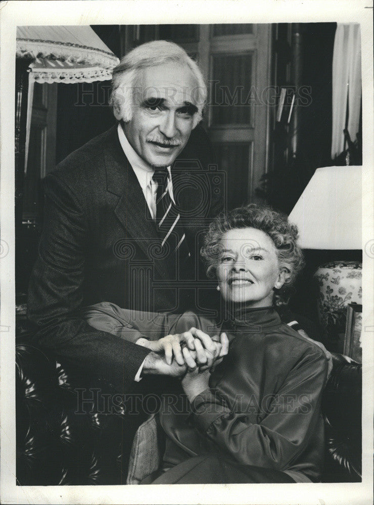1986 Press Photo Actress Katherine Hepburn and Actor Harold Gould. - Historic Images