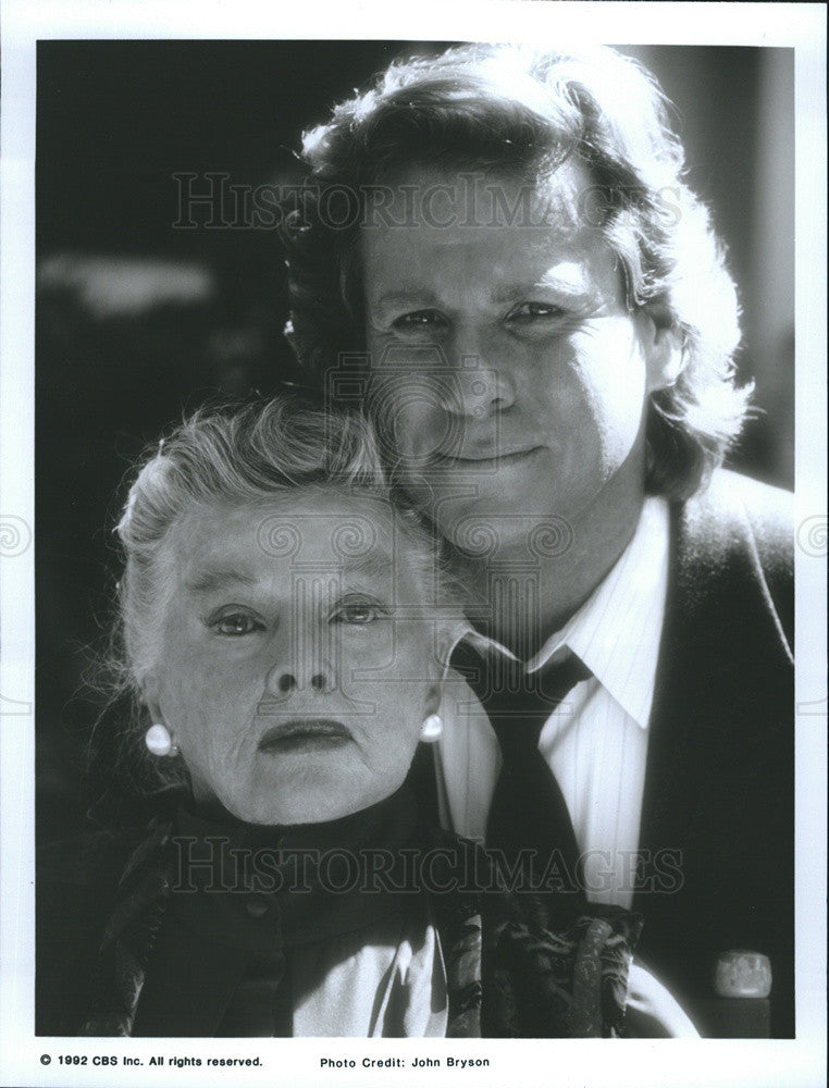 1992 Press Photo Katharine Hepburn &amp; Ryan O&#39;Neal star in &quot;The Man Upstairs&quot; - Historic Images