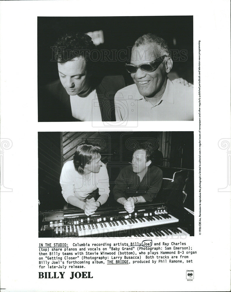 1993 Press Photo Recording Artist Billy Joel, Ray Charles,Stevie Winwood. - Historic Images