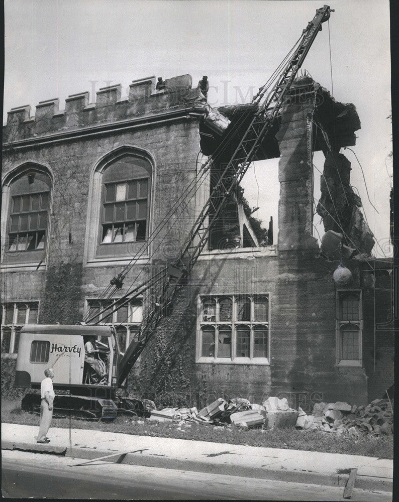 1957 Press Photo Stagg Field being torn down. - Historic Images