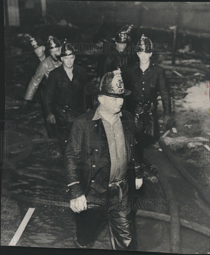 1948 Press Photo Firemen Victim E.J. Brach &amp; Sons Candy Plant Explosion - Historic Images