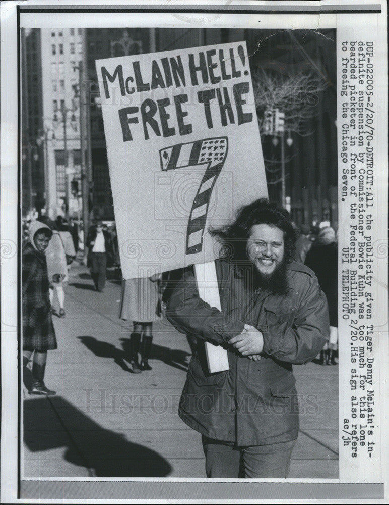 1970 Press Photo Tiger Danny McLain (Picketer) - Historic Images