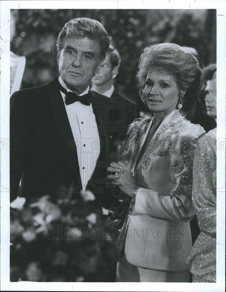 1985 Press Photo Hollywood Wives Robert Stack Angie Dickinson ABC - Historic Images