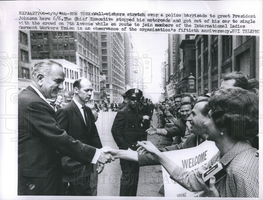 Press Photo President Lyndon B. Johnson New York 7th Avenue - Historic Images