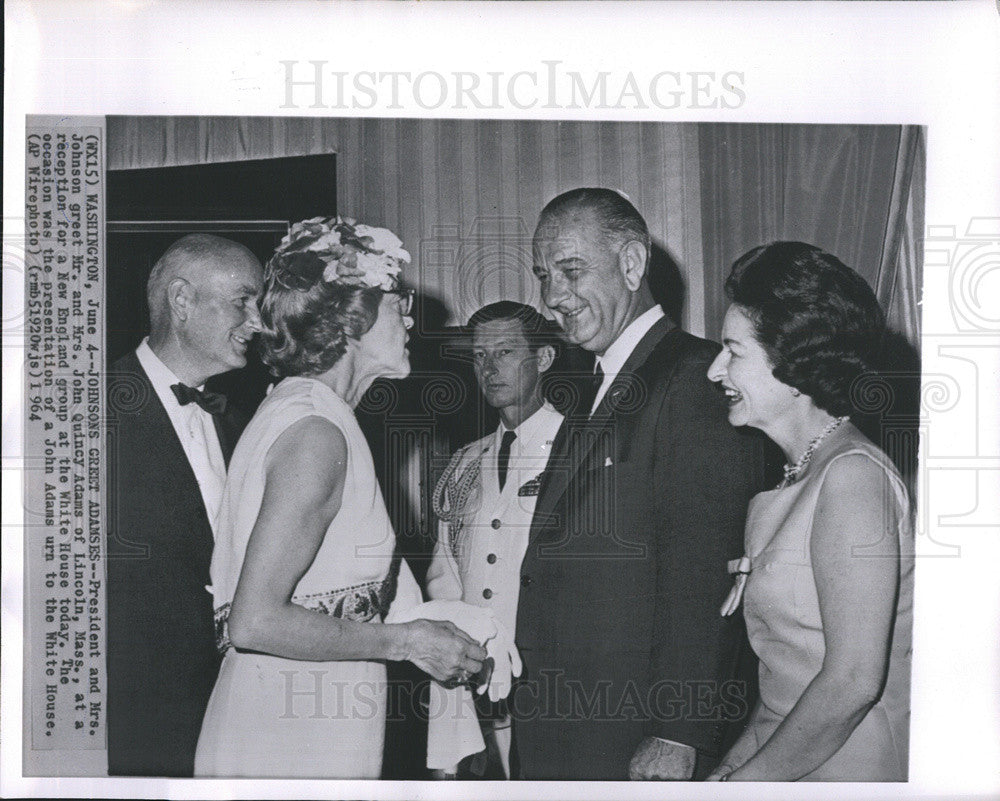 1964 Press Photo President Lyndon B. Johnson Lady Bird John Quincy Adams - Historic Images