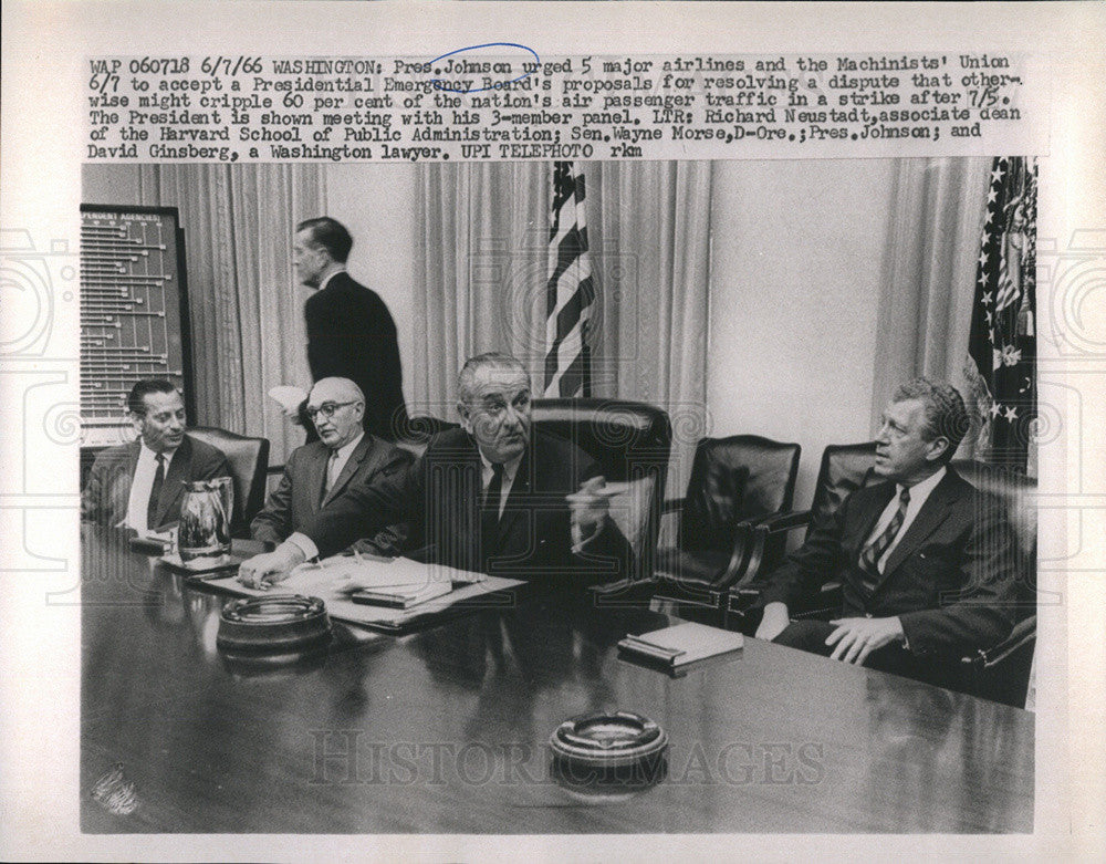 1966 Press Photo President Johnson, Richard Neustadt, Wayne Morse - Historic Images