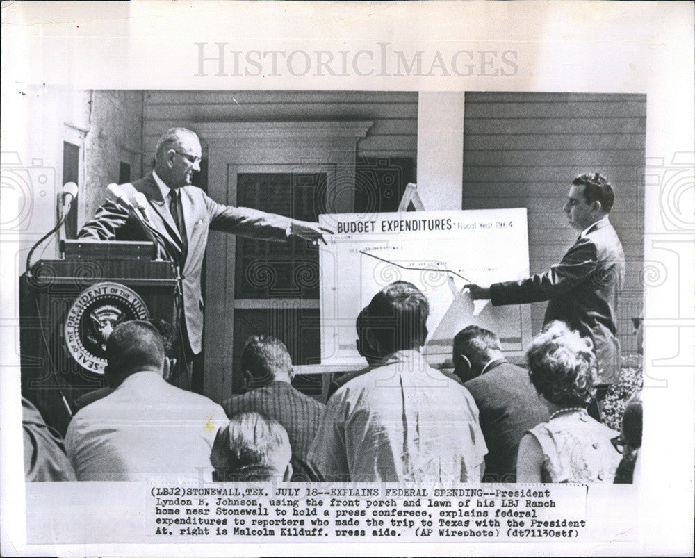 Press Photo President Lyndon B. Johnson LBJ Ranch Home Press Conference - Historic Images