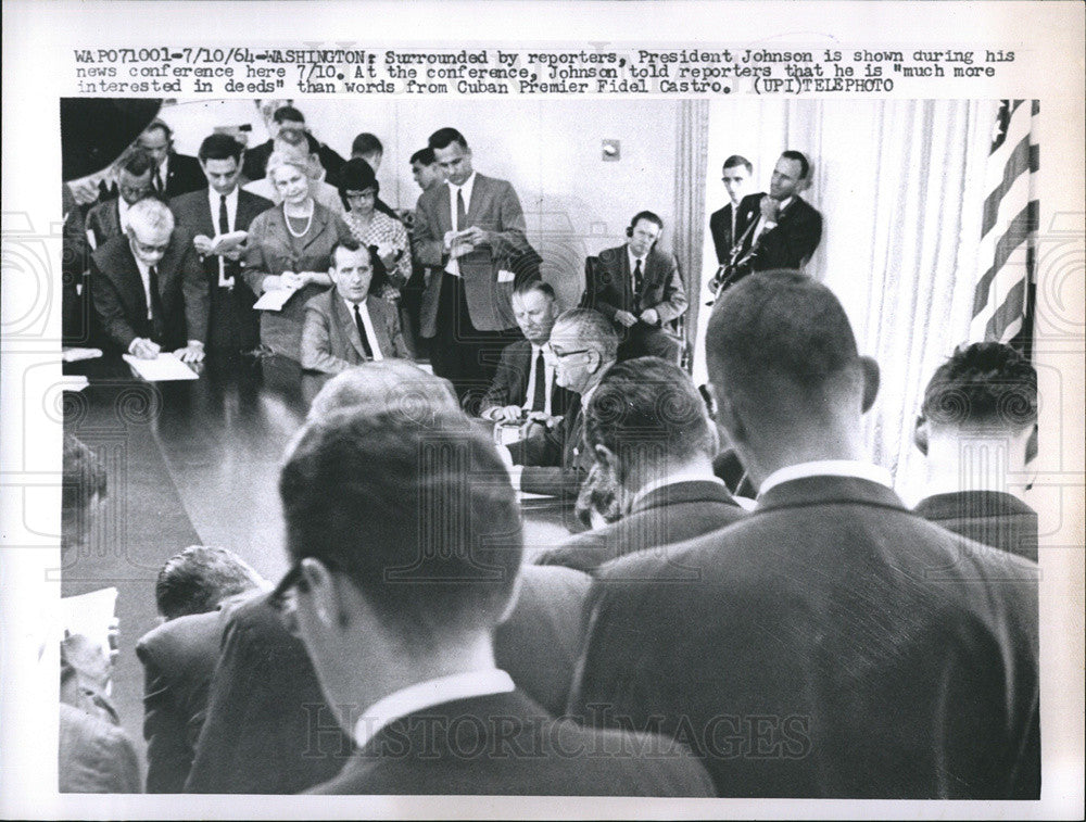 1964 Press Photo President Lyndon B. Johnson News Conference - Historic Images