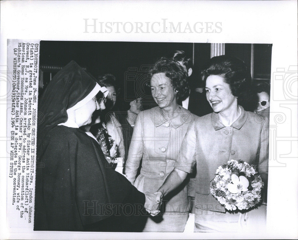 1964 Press Photo Lady Bird Johnson Sister Anita Richard Ronna Romney - Historic Images