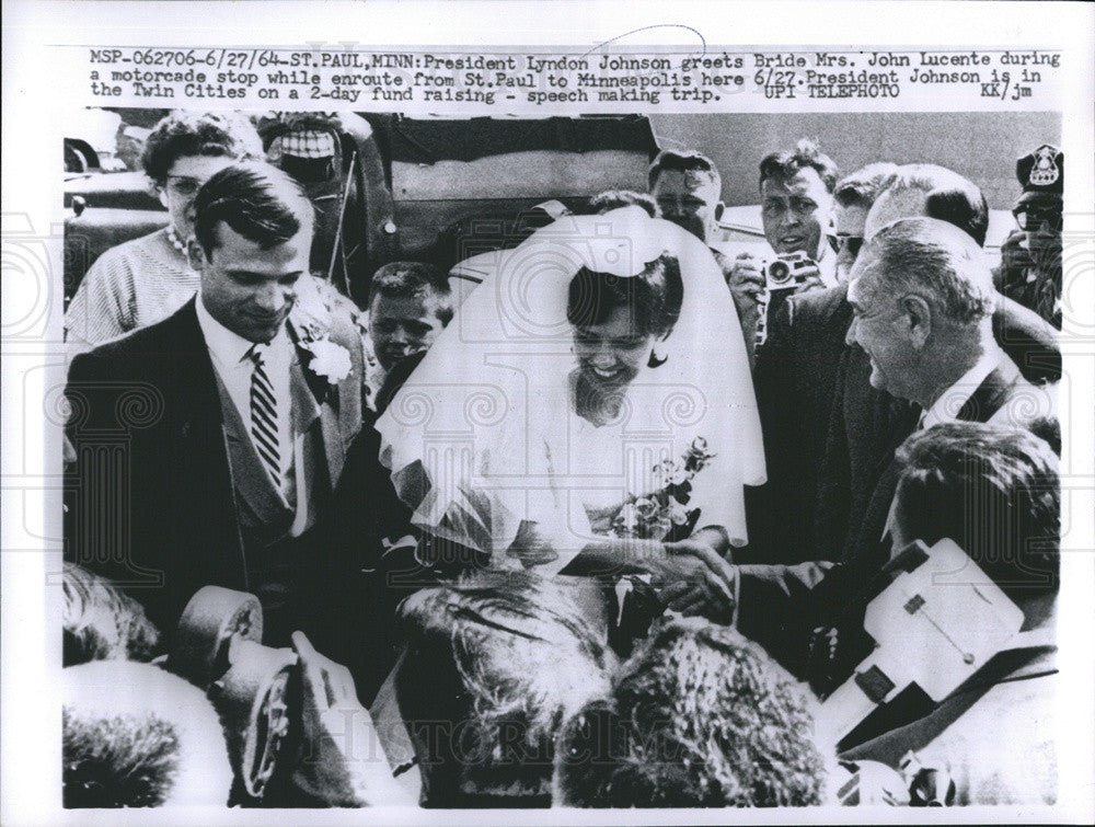 1964 Press Photo President Lyndon B. Johnson Bride John Lucente Motorcade - Historic Images