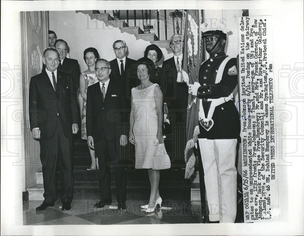 1966 Press Photo Pres Johnson host White House Party for UN Delegates - Historic Images