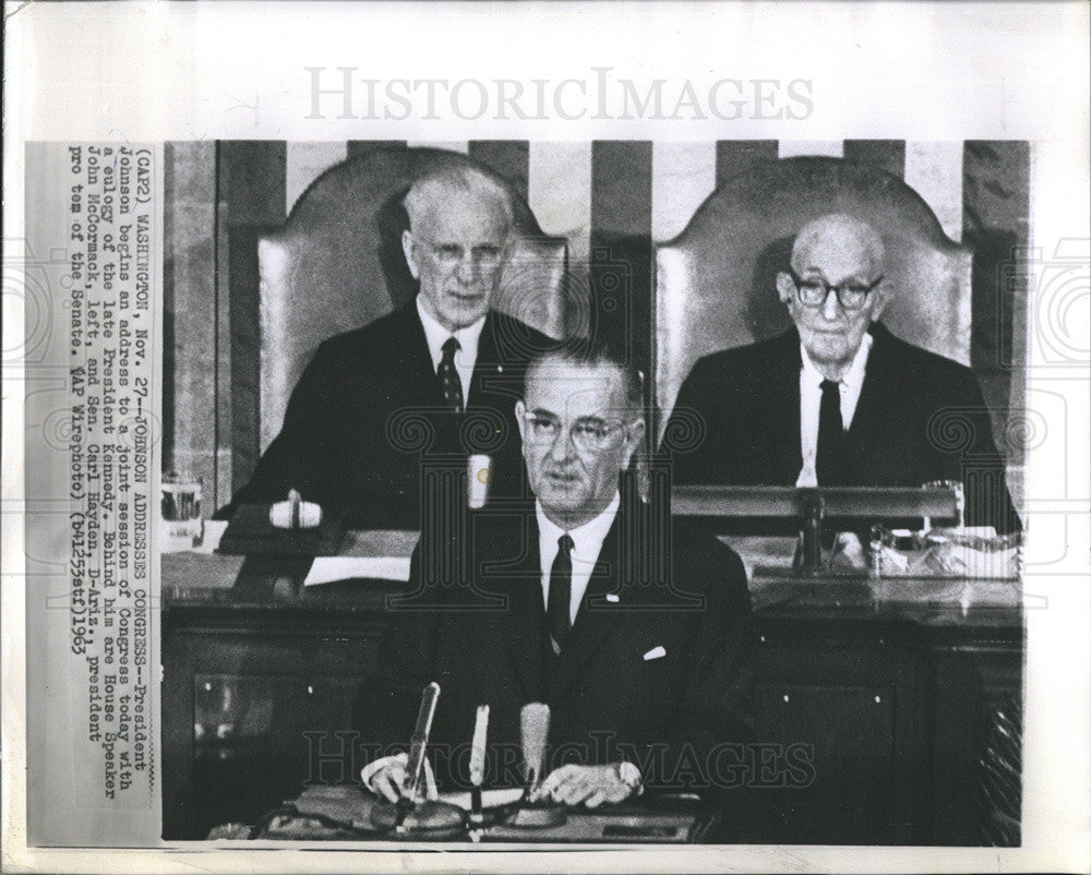 1963 Press Photo President Johnson address at Congress. - Historic Images